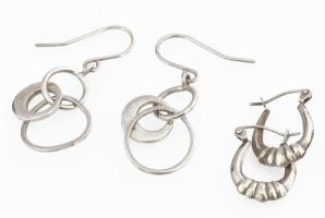 Ezüst(Ag) fülbevalópár, 2 db, jelzéssel és jelzés nélkül, nettó: 3,8 g