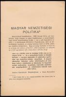 Gróf Teleki Pál: Magyar nemzetiségi politika. Bp., 1940, Stádium, 30 p. Első kiadás. Kiadói tűzött p...