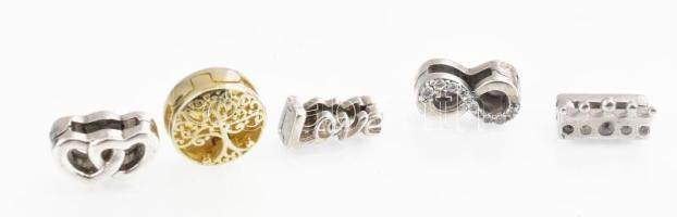 Ezüst(Ag) charm, 5 db, Pandora jelzéssel, bruttó. 8,9 g