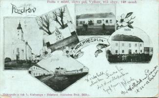 Nove Hvezdlice with vicarage, post office and the statue of St Augustin (EB)