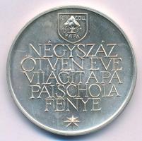 Rékassy Levente (1943-) / Vadász György (1924-1997) 1981. &quot;450 éves a Pápai Református Kollégium&quot; jelzett Ag emlékérem (34,96g/0.640/42mm) T:UNC