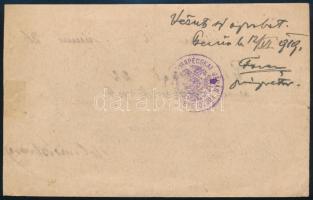 1919 június Igazolvány Magyarpécskáról Aradra utazás jogosultságáról, hátoldalon főszolgabírói aláír...