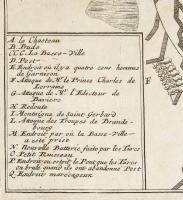 Buda és Pest, Buda város 1686. évi ostroma. Képen középen felirat: Plan de Bude. Francia nyelvű térk...