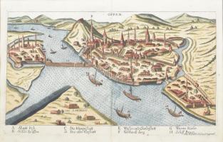 1685 Jacob Koppmayer: Buda, Pest és a Margit sziget (Szt András sziget) rézmetszetű látképe. A látké...