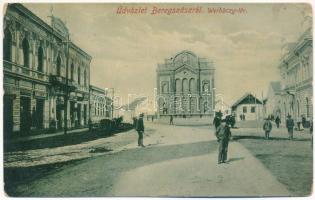 1910 Beregszász, Beregovo, Berehove; Werbőczy tér, zsinagóga, Hitelintézet, Rozner Izidor, Hamburg S...