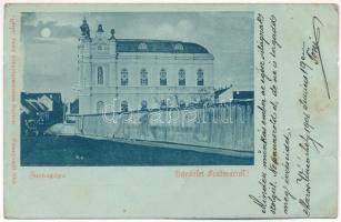 1901 Szatmárnémeti, Satu Mare; Várdomb utcai zsinagóga este. Reizer János kiadása / synagogue at night (fa)