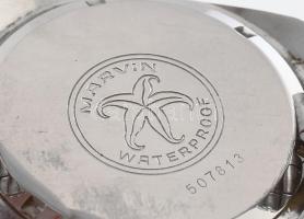 Marvin mechanikus karóra. Fém szíjjal, nem működik, számlap d: 30 mm