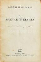 Gömöri Jenő Tamás: A magyar nyelvhez. Szerelmi szonettek a magyar nyelvhez. (DEDIKÁLT). Bp., 1942, Székely Nyomda és Könyvkiadó Vállalat, 16 p. Első kiadás. Kiadói tűzött papírkötés, foltos, szétváló borítóval. Számozatlan példány. A címlapon a szerző, Gömöri Jenő Tamás (1890-1967) sakkozó, költő Wilde Ferencnek szóló dedikációjával; a belső kötéstáblán N. Jaczkó Olga ajándékozási soraival ,,Gömöry Jenő Tamás hagyatékából, Halmay László atyának (...)&quot;.