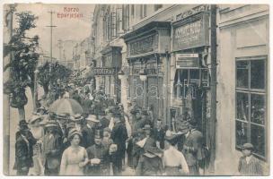 1913 Eperjes, Presov; Korzó, Atlasz, Jahoda J., Schwarz Adolf üzlete, drogéria. Divald Károly Fia kiadása / street view, shops, drugstore (EK)