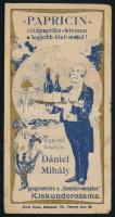 cca 1920 Papricin ételízesítő kivonat, Dániel Mihály gyógyszertára a Szentháromsághoz, Kiskundorozsma, számolócédula