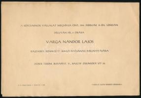 Varga Nándor Lajos (1895-1978): Fekvő női akt. Rézkarc, papír, jelzett a karcon, 1964-ben a Dürer-te...