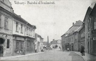 Velvary Prazska street with bank and the shop of V. Cermák