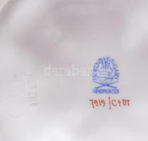 Herend 2 darab plasztikus virágmintás gyertyatartó pár. Jelzett, rózsákon pattogzások, egyik darab f...