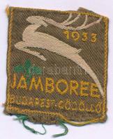 1933. &quot;Jamboree Budapest- Gödöllő&quot; textil anyagú cserkész felvarró (58x52mm) T:XF