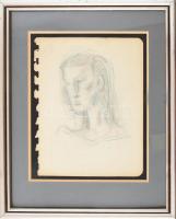 Korniss Dezső (1908-1984): Fej, 1930 körül. Ceruza, papír, jelzés nélkül. Reprodukálva: Kolozsváry Marianna: Csak tiszta forrásból. Hagyomány és absztrakció Korniss Dezső (1908-1984) művészetében. Bp., 2018, Magyar Nemzeti Galéria. 277. o. Üvegezett fakeretben. Lapszéli javításokkal. 22×17 cm. / pencil on paper on paper, unsigned, reprudced in the book: Kolozsváry Marianna: Csak tiszta forrásból. Hagyomány és absztrakció Korniss Dezső (1908-1984) művészetében. Bp., 2018, Magyar Nemzeti Galéria, page 277. With minor restorations on the edge of the paper. Framed.