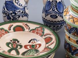 Doboznyi népi kerámia, jelzésekkel, sérülésekkel, klf méretben