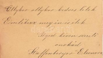 1856-1871 nemes Staffenberger családfőnek írt jókívánságok, versek, üdvözletek, stb, a legtöbb Balas...