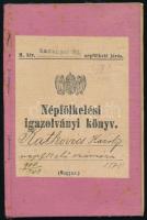 1903-09 Népfölkelési igazolványi könyv a cs. kir. 52. gyalogezred tart. hadnagya részére, baranyai 60. népfölkelő járás, több bejegyzéssel