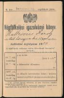 1903-09 Népfölkelési igazolványi könyv a cs. kir. 52. gyalogezred tart. hadnagya részére, baranyai 6...