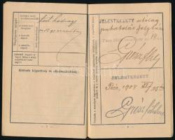 1903-09 Népfölkelési igazolványi könyv a cs. kir. 52. gyalogezred tart. hadnagya részére, baranyai 6...