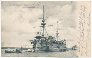 1906 SMS Tegetthoff az Osztrák-Magyar Haditengerészet Tegetthoff-osztályú csatahajója / K.u.K. Kriegsmarine / Austro-Hungarian Navy Tegetthoff-class battleship. A. Bonetti