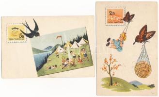 Iskolai Takarékbélyeg - 4 db régi magyar propaganda képeslap