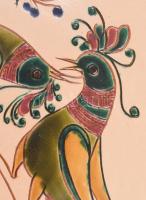 Szabó Kinga: Madaras dísztál. Jelzett, kis kopással, d: 37,5 cm CSAK SZEMÉLYES ÁTVÉTEL NEM POSTÁZZUK