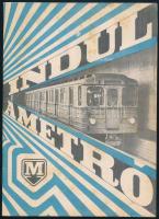 1970 Indul a metró, ismertető füzet a 2-es metróvonal megnyitásáról, fekete-fehér képekkel, kissé foltos borítóval, 16 p.