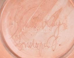 Szabó Kinga: Madaras dísztál. Jelzett, kis kopással, d: 36 cm CSAK SZEMÉLYES ÁTVÉTEL NEM POSTÁZZUK