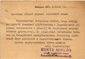 1947 Bukta Miklós gépszíj és szíjgyártó üzeme reklám. Budapest, Márton u. 20