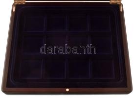 Mahagóni fa érmetartó kazetta bársonybéléssel, 7db 29mm nagyságú férőhellyel, 1db kivehető tálcával....