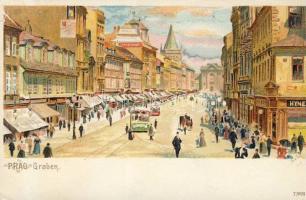 Praha with tram litho(EK)