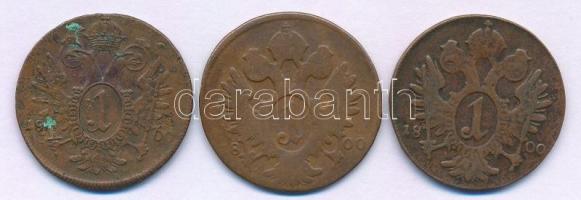 Ausztria 1800A 1kr Cu "I. Ferenc" + Magyarország 1800B 1kr Cu "I. Ferenc" Körmöc...