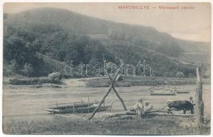 1910 Marosillye, Ilia; Marosparti részlet, komp. Weisz János kiadása / Mures river ferry (Rb)