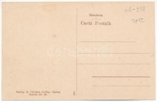 Feketehalom, Zeiden, Codlea; Gara / Bahnhof / vasútállomás, vonat. H. Christel Nr. 28. / railway sta...