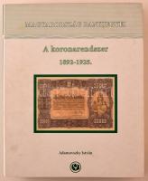 Adamovszky István: Magyarország Bankjegyei 3. - A koronarendszer 1892-1925. Színes bankjegy katalógus, nagyalakú négygyűrűs mappában. Az első lapon a szerző aláírásával.