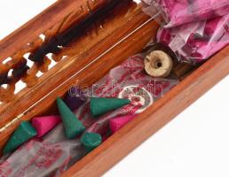 Fa füstölőtartó, kopással, h: 27 cm