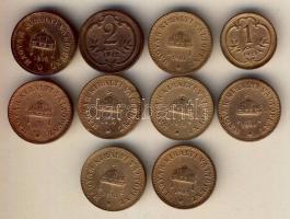 1895-1915. 2f (8x) 5klf évszámmal T:2,2/3 + Ausztria 1911. 1f + 1912. 2f T:2,2/3