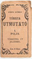 cca 1910 Stoits György: Turisa utmutatóó I. Pilis, Bp., Gottlieb Litográfia, eredeti szakadt szecessziós borítóban, szakadt, sérült, 62x46 cm