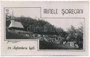 Egeres, Aghiresu (Kolozs, Cluj); Minele Sorecani, 29 Septembrie 1935. / bánya a fatemplommal / mine with wooden church. Fotofilm photo