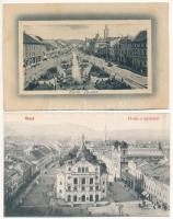 Kassa, Kosice; - 2 db régi város képeslap: Fő utca, Színház / 2 pre-1945 town-view postcards: main street, theatre