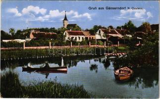 1915 Gänserndorf, idilli tavi csónakázás / lake with rowing boats (EK)