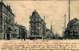 1901 Wien, Vienna, Bécs; Praterstraße, Carltheater, Circusgasse / street view, theatre (EK)