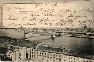 1901 Budapest, Pesti látkép Budáról nézve, Duna (szakadás / tear)