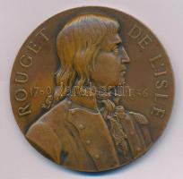 Franciaország 1911. &quot;Claude Joseph Rouget de Lisle&quot; bronz emlékpérem. Szign.: Alfred Borrel (57mm) T:XF ph. France 1911. &quot;Claude Joseph Rouget de Lisle&quot; bronze commemorative plaque. Sign.: A. Borrel (57mm) C:XF edge error