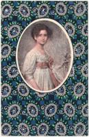 Art Nouveau. Stoff-Reproduktion, B.K.W.I. Serie U. Wiener Werkstätte, Stoffmuster-Entwurf von L. Fochler