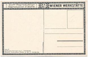 Art Nouveau. Stoff-Reproduktion, B.K.W.I. Serie S. Wiener Werkstätte, Stoffmuster-Entwurf von L. Foc...