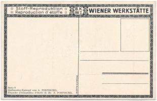 Art Nouveau. Stoff-Reproduktion, B.K.W.I. Serie S. Wiener Werkstätte, Stoffmuster-Entwurf von A. Pos...