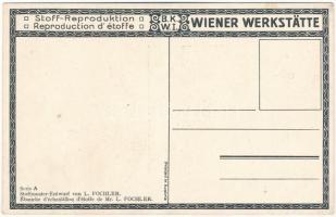 Art Nouveau. Stoff-Reproduktion, B.K.W.I. Serie A. Wiener Werkstätte, Stoffmuster-Entwurf von L. Foc...