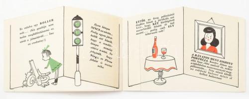 cca 1968 Humoros balesetmegelőzési füzet, Kassowitz Felix karikaturista, grafikus rajzaival, szép ál...